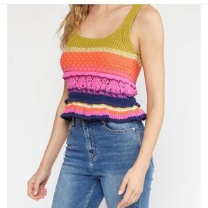 Summer Time Colorful Crochet Women’s Tank Top - Size Ladies Small